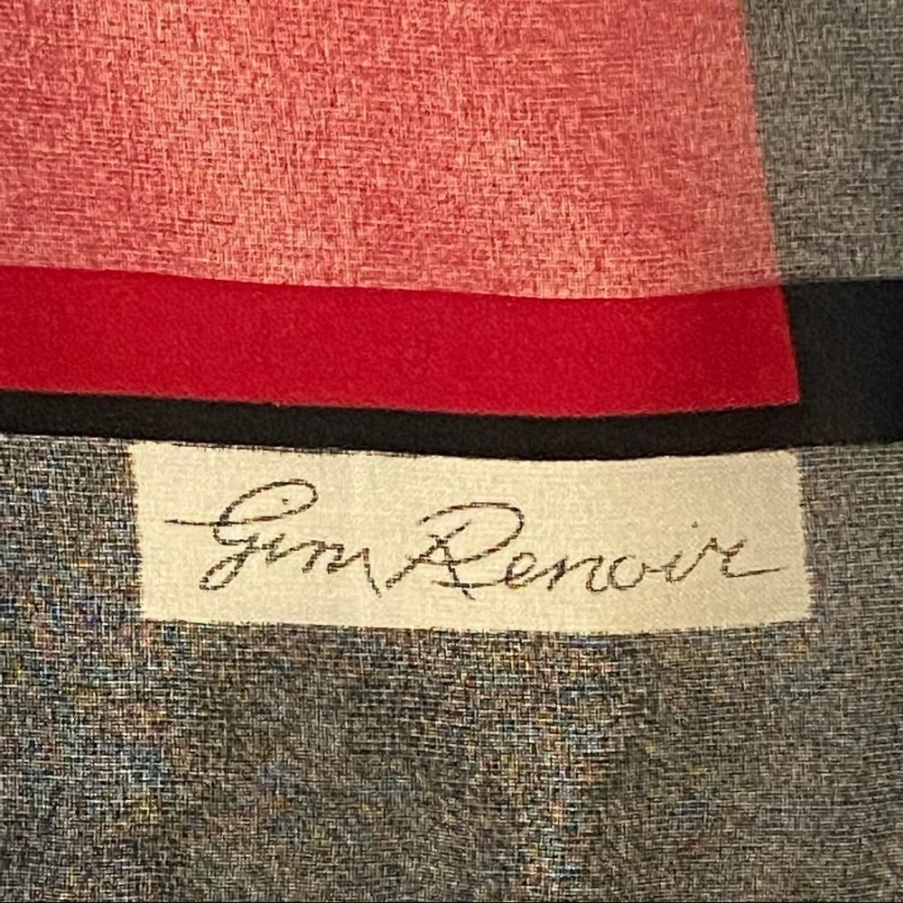 Jim‎ Renoir vintage tiger print scarf black gold red gray vibrant 34” sq Italy